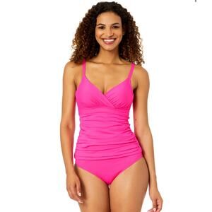 New Anne Cole Live In Color Twist Front tankini & high waist convertible bottoms